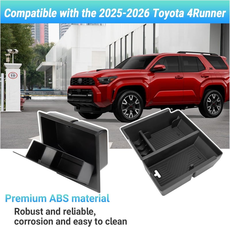 Sinminou Center Console Organizer Compatible with 2025-2026 Toyota 4Runner (6th Gen) Interior Accessories, Armrest Organizer Tray Insert with Hidden Storage Box for Coin and Sunglasses - Image 2